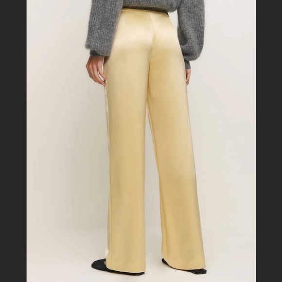 Reformation Pale Yellow Satin Pants - Picture 1 of 4